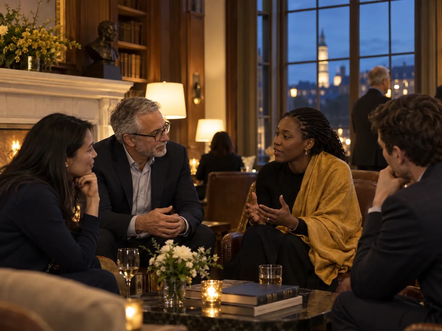 Professionals collaborating around a table