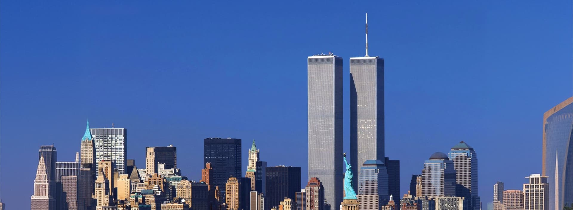 World Trade Center Twin Towers in the Lower Manhattan skyline